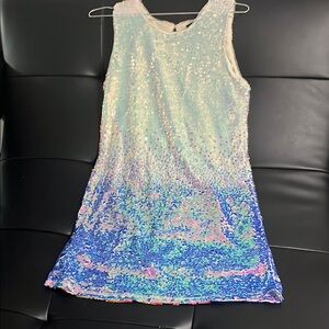 Zunie Iridescent Sequin Dress - Blue and Pink